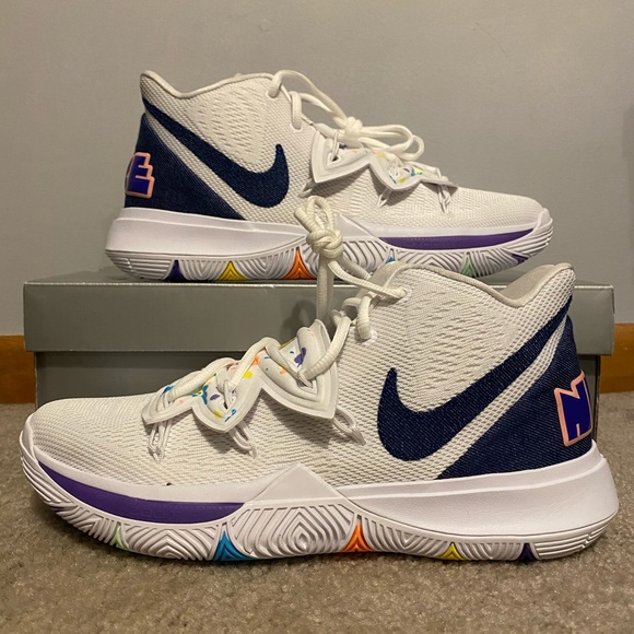 kyrie 5 white denim